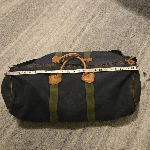 Vintage L.L. Bean Duffle Bag Canvas w/ Leather Sz XL - USA Made